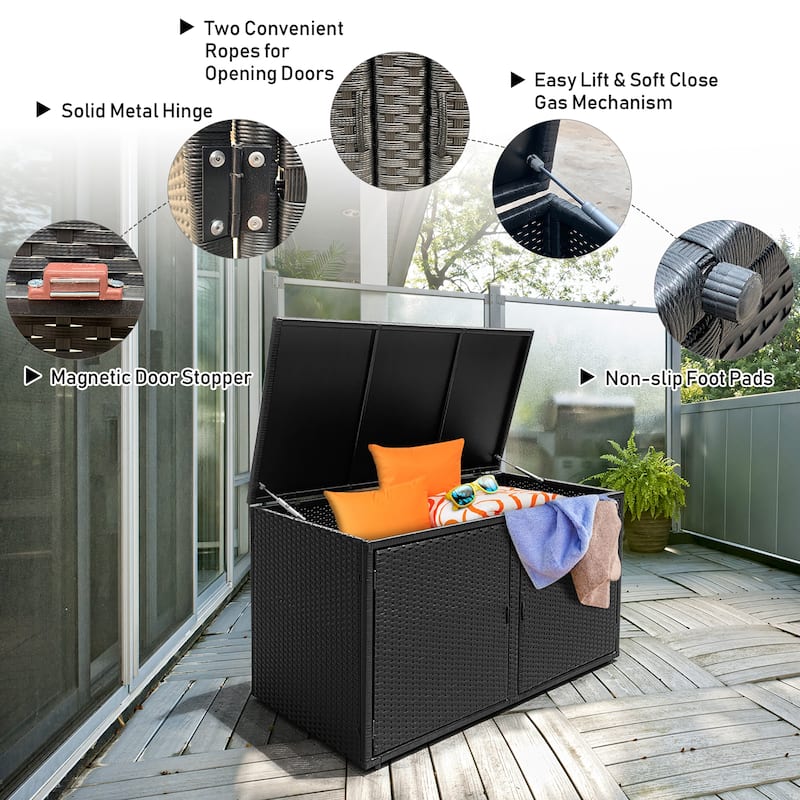 Costway 88 Gallon Garden Patio Rattan Storage Container Box Bin Shelf - See Details