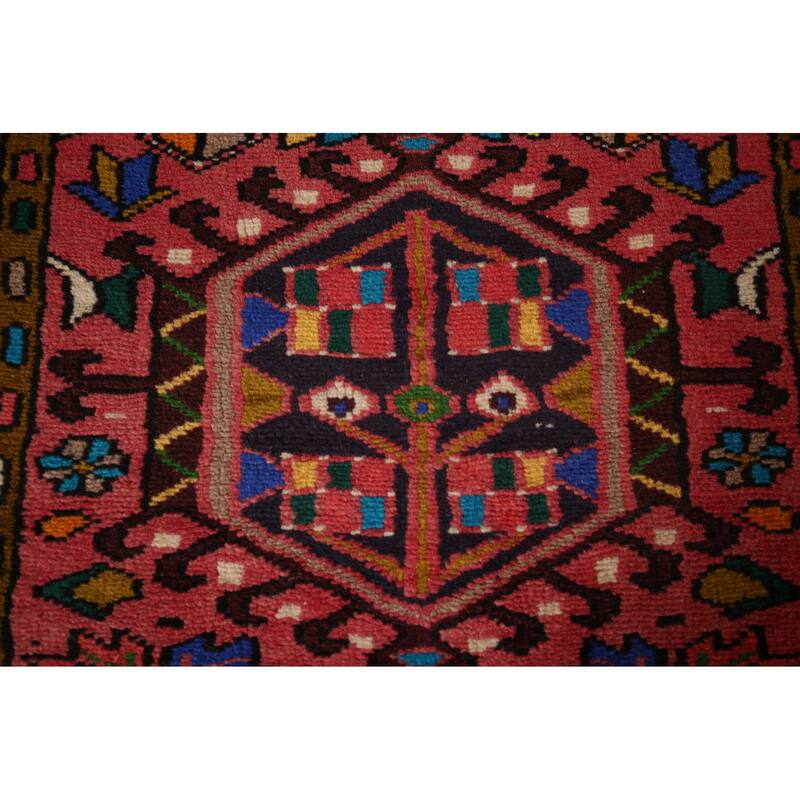 Tribal Gharajeh Persian Runner Rug Handmade Red Wool Carpet - 2'4"x 11'1"