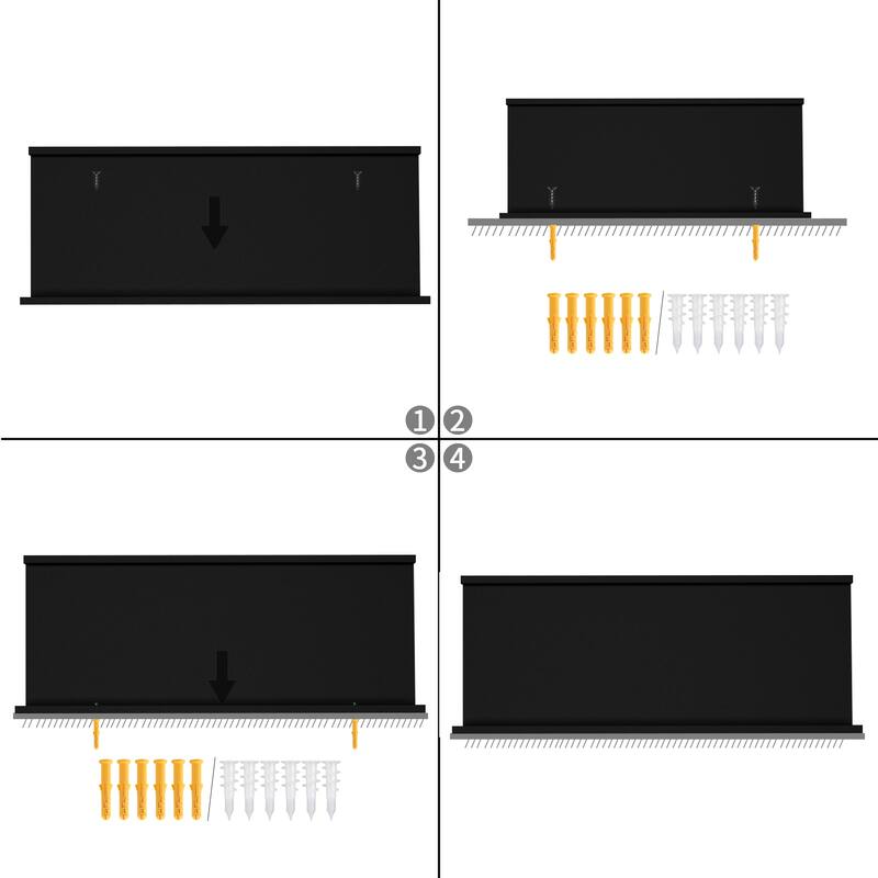 Homy Casa U-Shaped Wall-Mounted Floating Shelf Set of 6, Black Brown