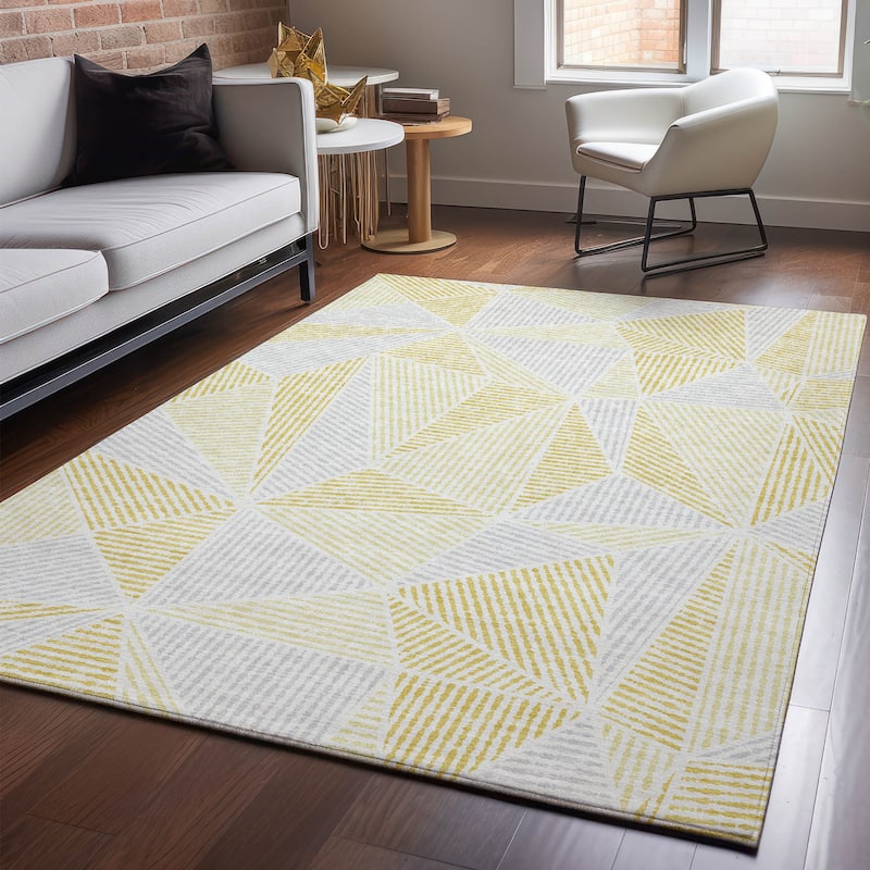 Premium Washable Super Soft Contemporary Mosaic Mayfield Rug - Gold - 8' x 10' - Rectangle