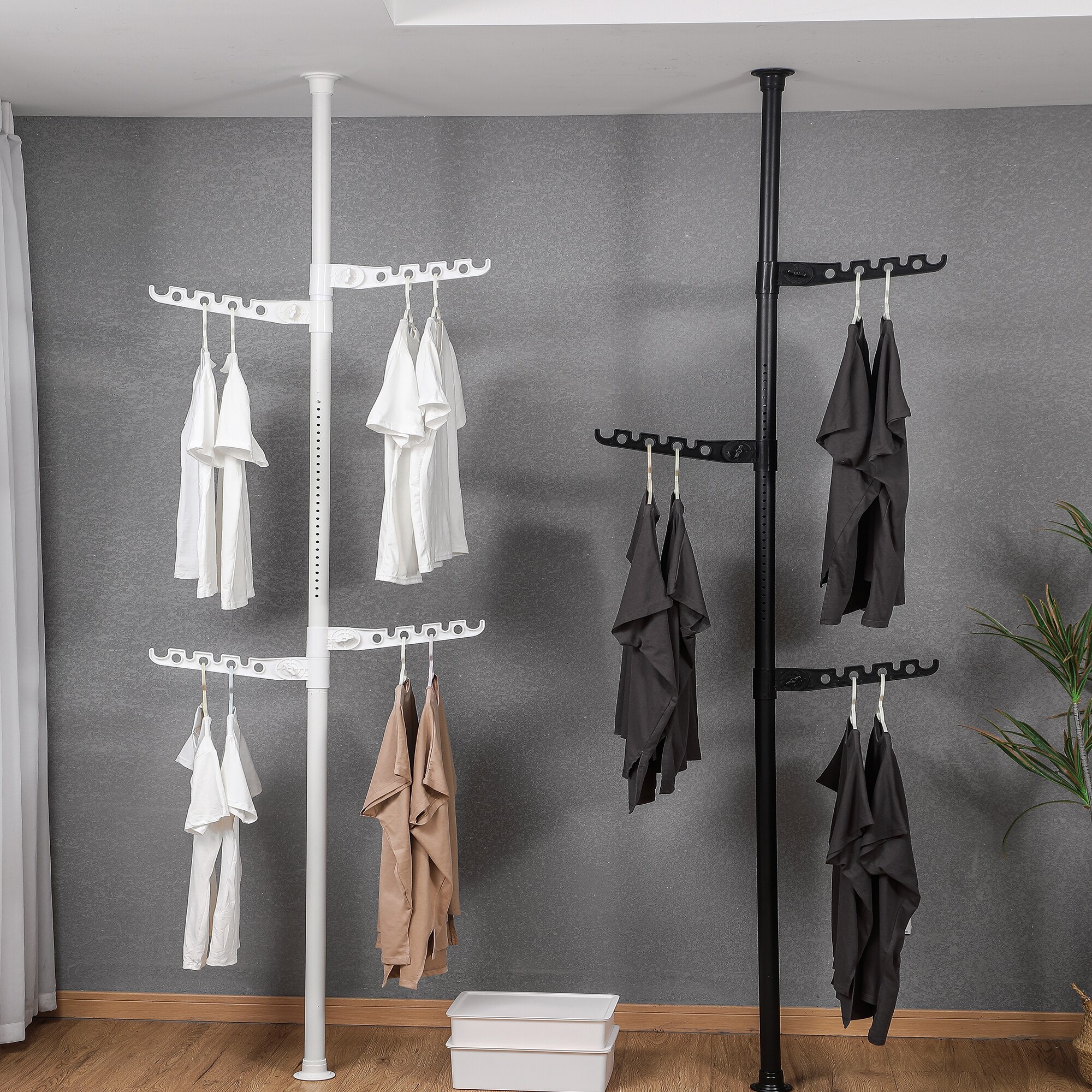 Adjustable Laundry Pole Clothes Drying Rack for Indoor Balcony