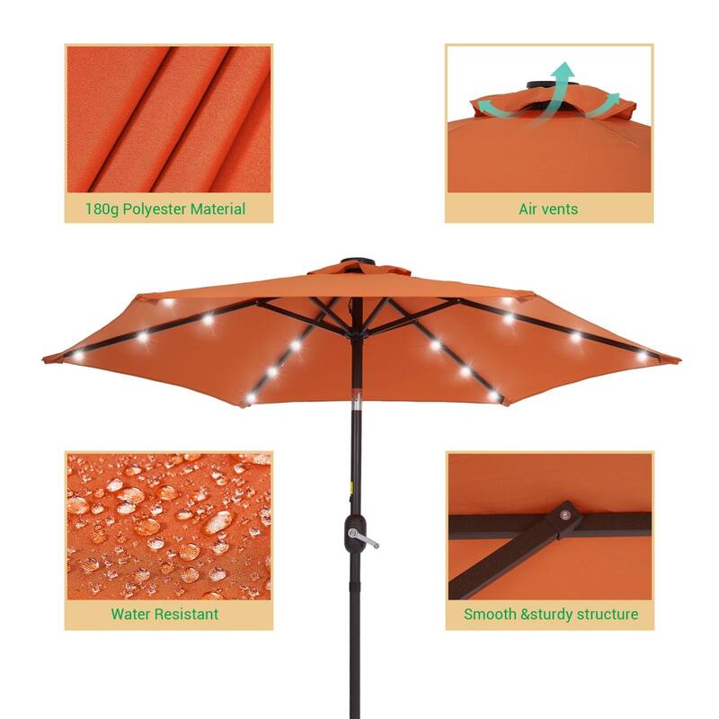 LIVOOSUN Patio 7.5 Feet Market Solar LED Light Umbrella