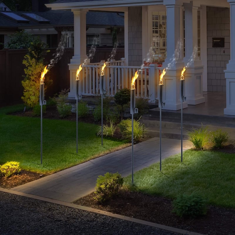 Matney Stainless Steel Torches - Includes Fiberglass Wick and Snuffer Cap, Set of 2 (11.5 oz)