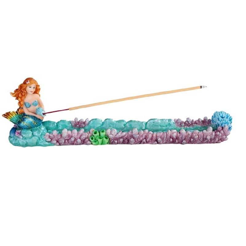 Q-Max 11.75"W Mermaid Incense Burner Sticks Holder Statue Fantasy Decoration Figurine