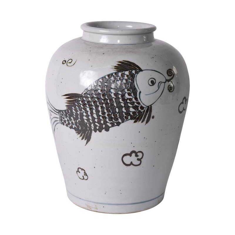 Rusty Brown Fish Open Top Jar - 13x13x17