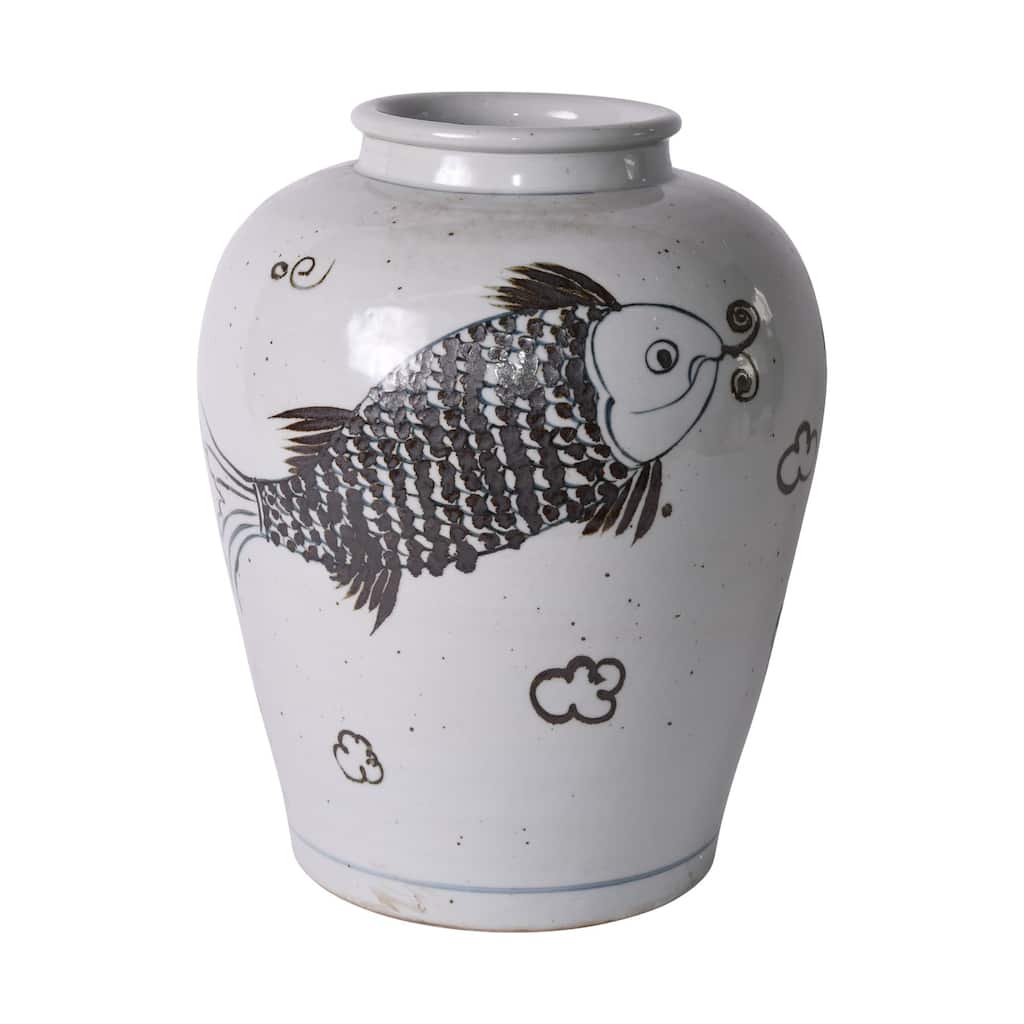 Rusty Brown Fish Open Top Jar - 13x13x17