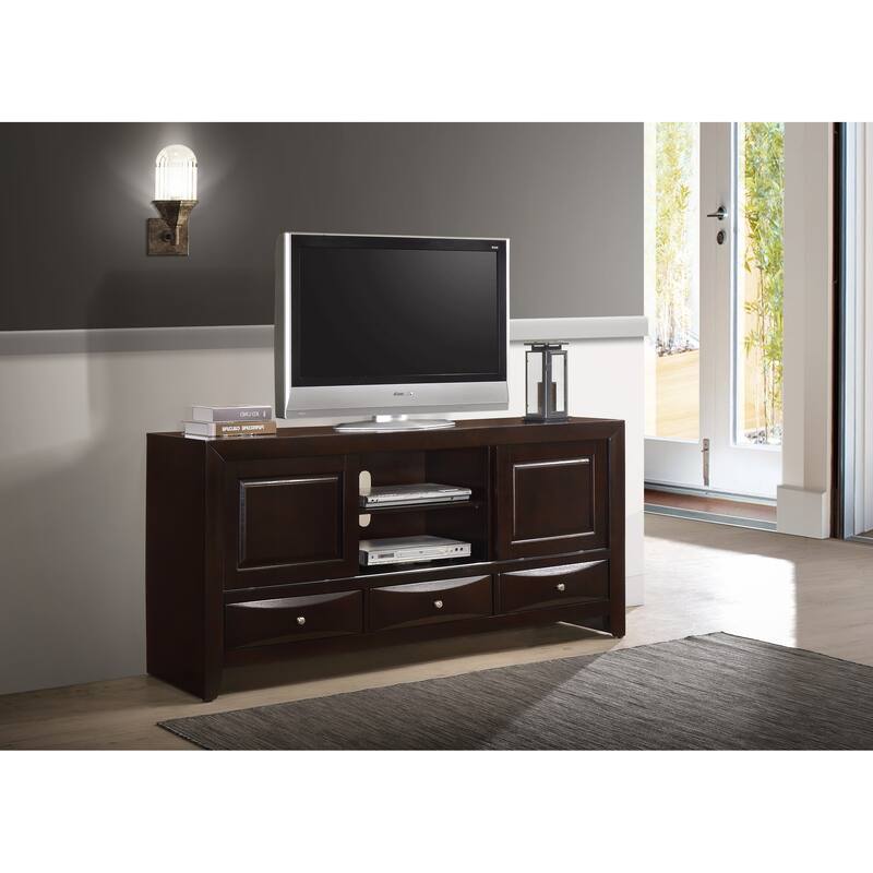 Priscella Dark Cherry Bookcase Storage Platform Bed