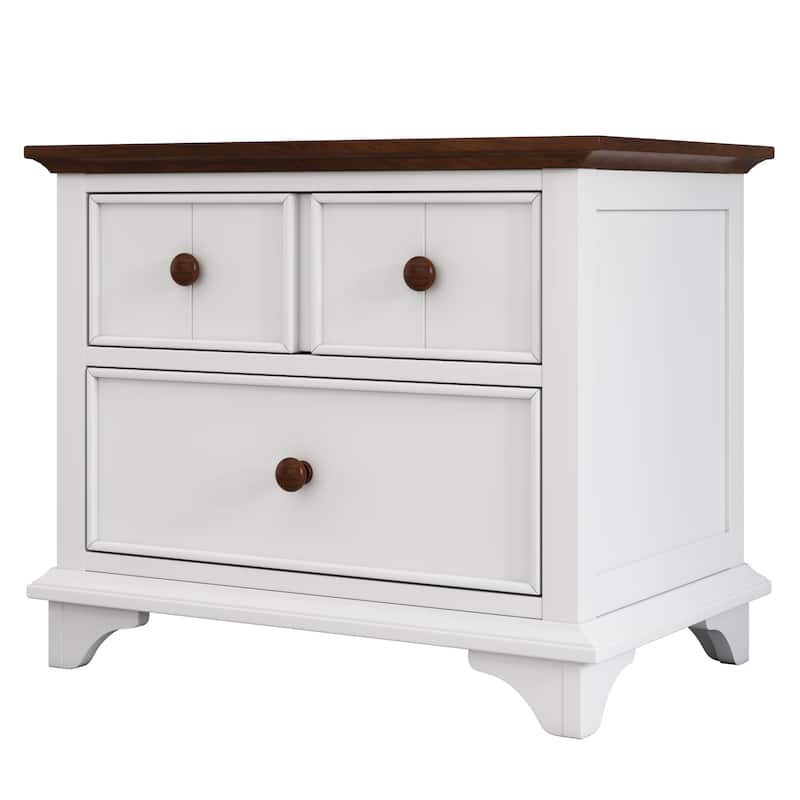 Wooden Captain Two-Drawer Nightstand Kids Night Stand End Side Table for Bedroom, Living Room, Kids' Room