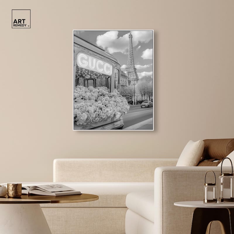 Dreamy Fashion Bus Noir Canvas by Art Remedy