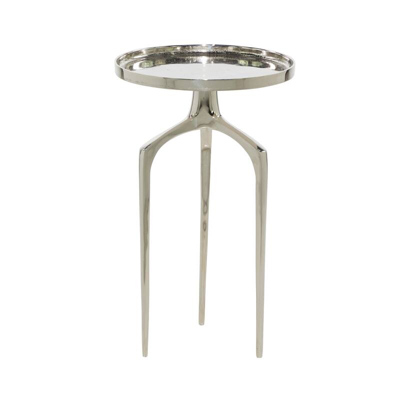 Sleek Aluminum Metal Tray Inspired Accent Table with 3 Tripod Legs - Black, Gold, Silver