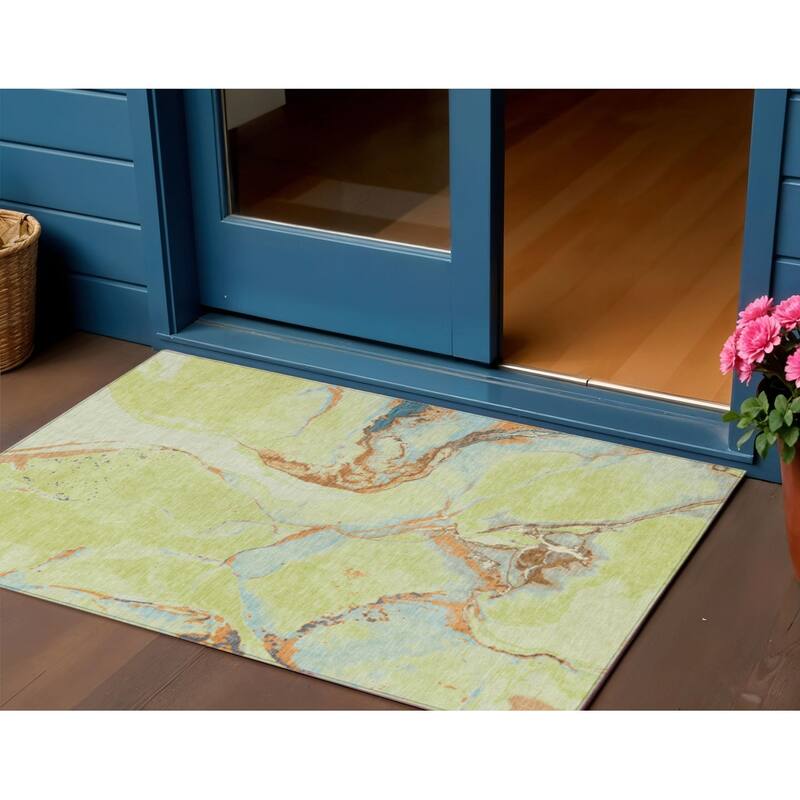 HomeRoots Abstract Transitional Rectangle Outdoor Rug - 3' x 5'