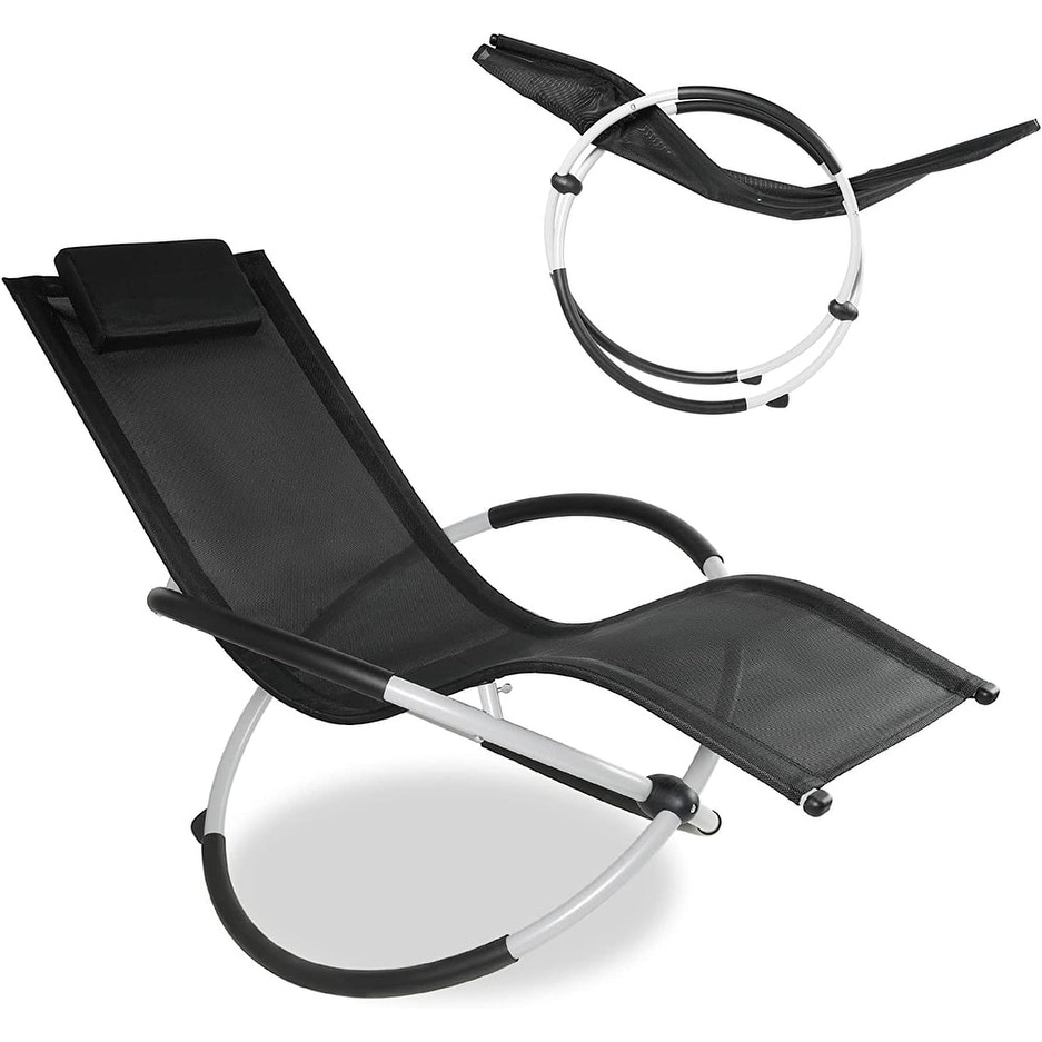 Patio Rocking Lounge Chair Foldable Rocking Chair Sun Lounger