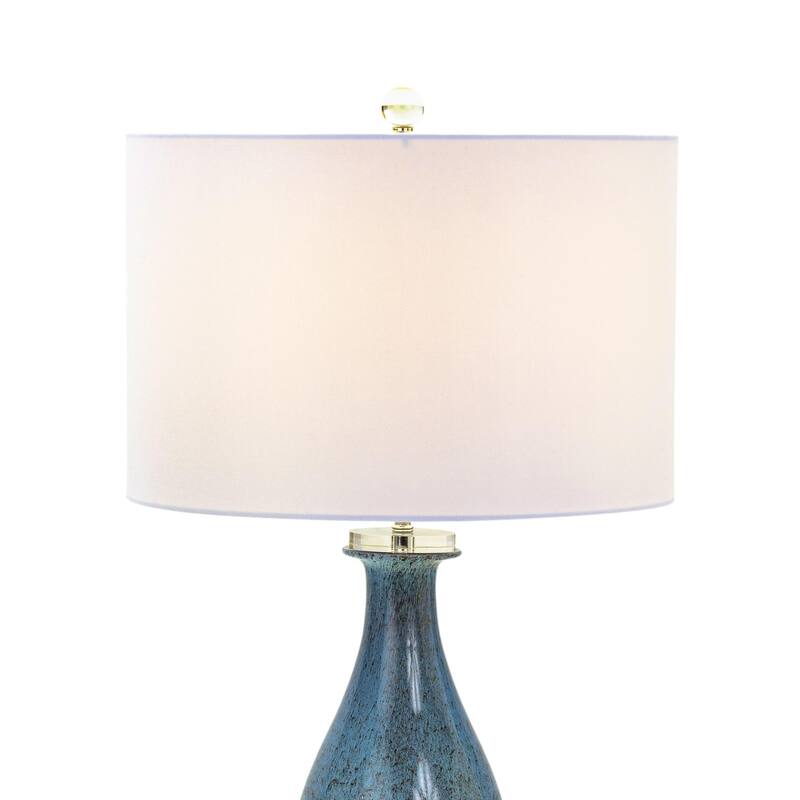 Lux Lighting Blue Tone Art Glass Lamps with a Dazzling Crystal Base (Set of 2) 3-Way Switch