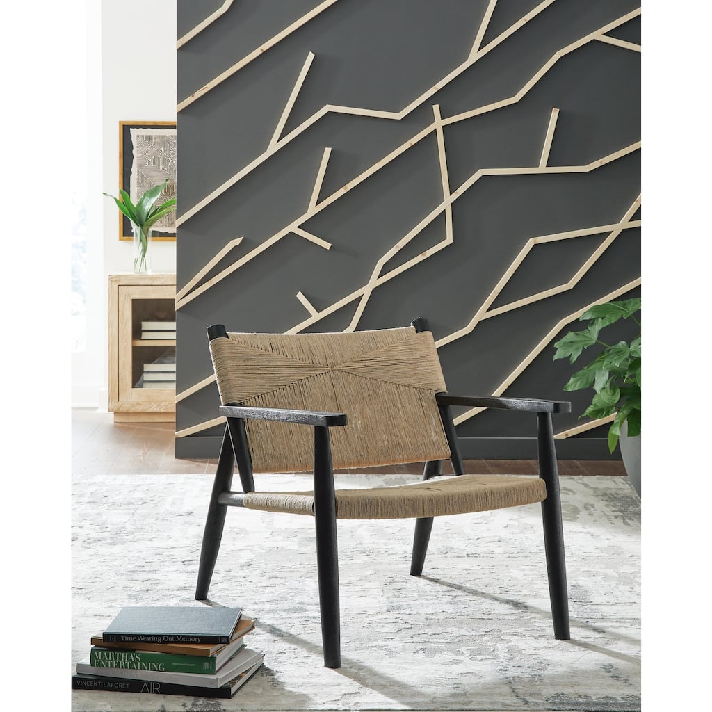 Signature Design by Ashley Halfmore Black/Natural Accent Chair - 27.13" W x 32.25" D x 30.38" H
