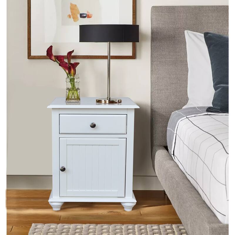 International Concepts Solid Wood Nightstand with Storage Cabinet