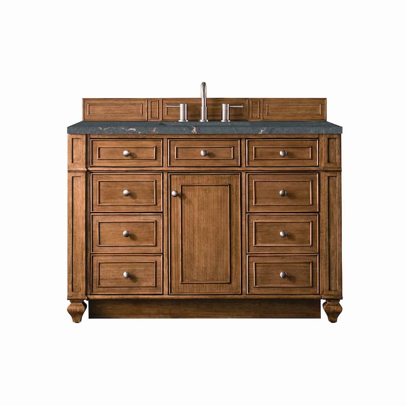 James Martin Vanities 157-V48-3PBL Bristol 48" Single Basin Walnut - Saddle Brown