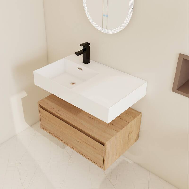 BNK 30/60 inch Floating Single/Double Sink Bathroom Vanity with Soft Close Drawer