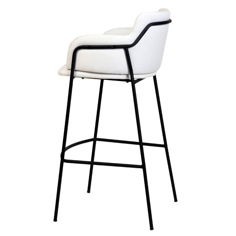 Axis 40" Upholstered Bar Stool - Counter Height Bar Stool with Black Stainless-Steel Frame and Footrest for Home Bar Set of 2