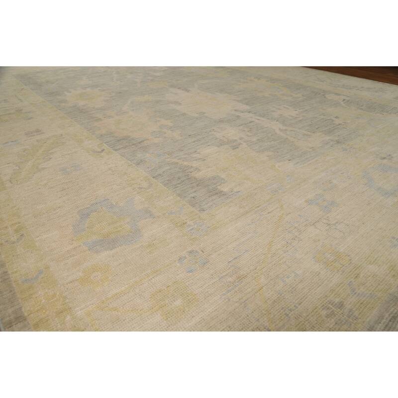 Hand Knotted Oriental 100% Wool Carpet Transitional All-Over Greys & Charcoal Oushak Area Rug - 11' 9'' X 8' 8''