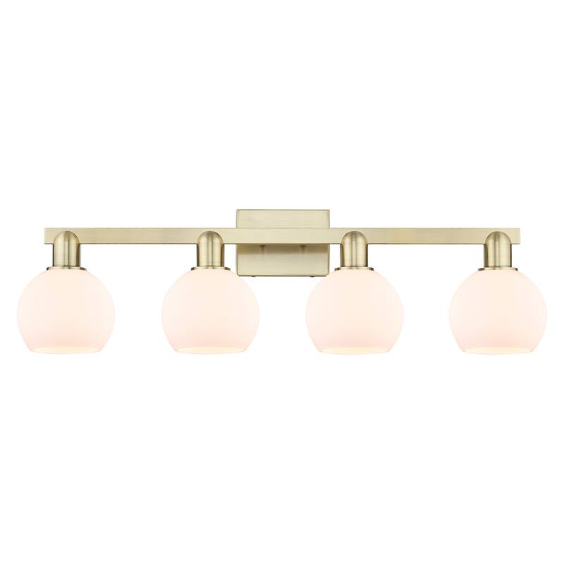 Innovations Lighting 716-4W-10-33 Athens Vanity Athens 4 Light 33" - Antique Brass / Matte White