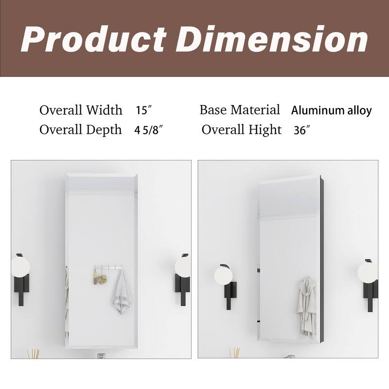 Rectangular Aluminum Medicine Cabinet with Mirror