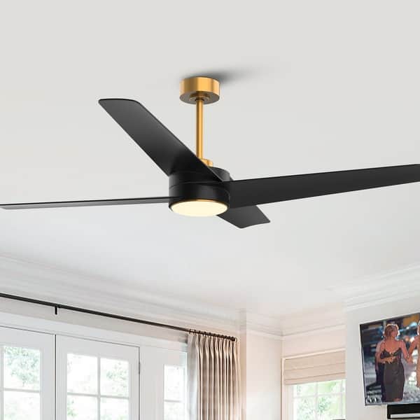 slide 2 of 21, 60-in Black Modern ABS 4-Blade Energy Saving DC Motor LED Ceiling Fan with Light and Remote