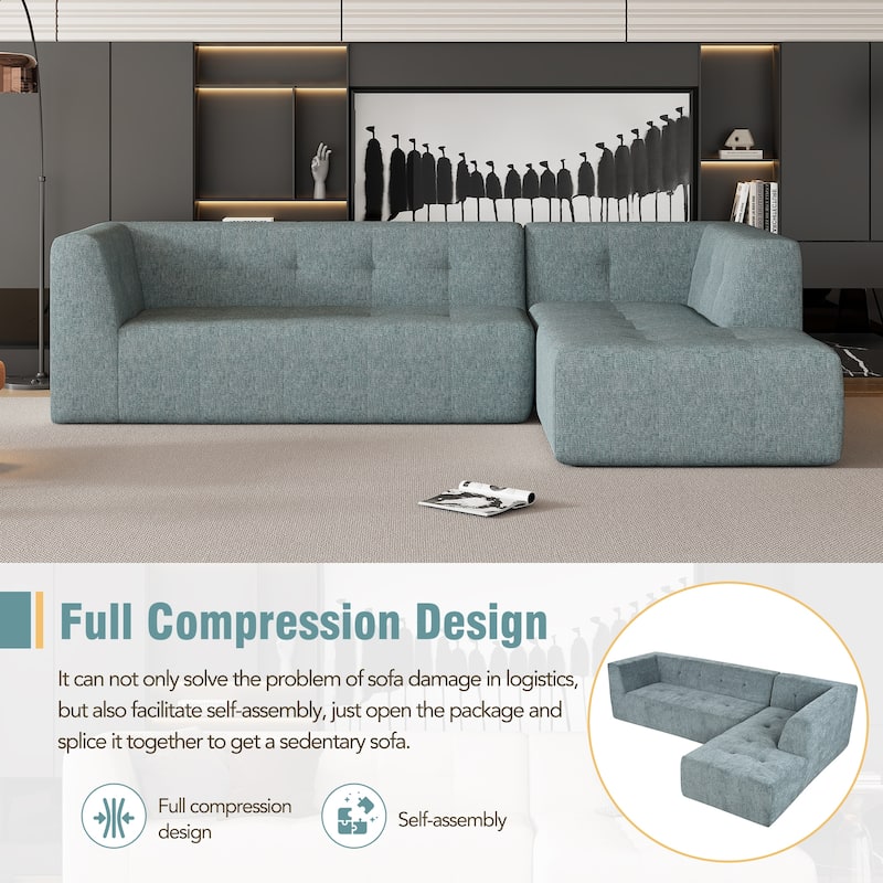 L-Shaped Modular Modular Combination Living Room Sofa Set Modern Minimalist Sofa, Upholstered Deep Seat Couches