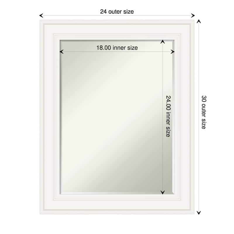 Petite Bevel Bathroom Wall Mirror - Ridge White Frame - Ridge White - 24 x 30 in - 24 x 30 in - Ridge White