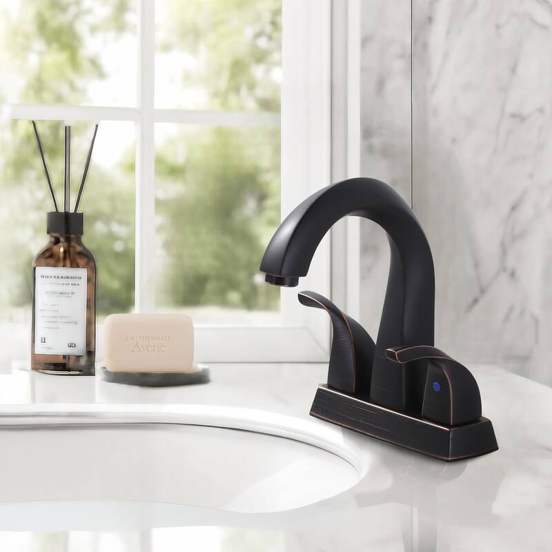 WOWOW 4 in. Centerset Double-Handle Bathroom Faucet with Pop Up Drain