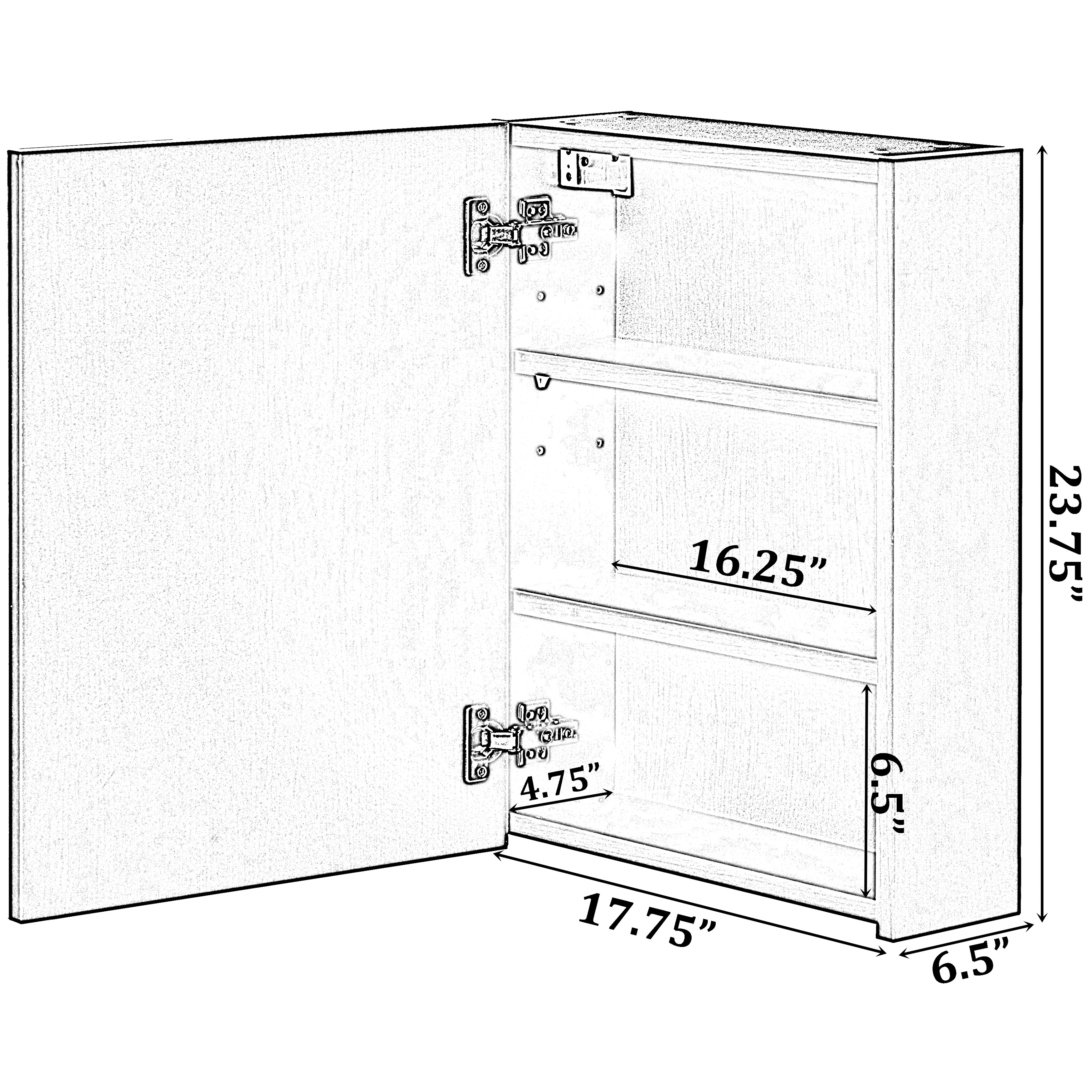 Basicwise Wall Mount Mirrored Storage Cabinet, 17.75