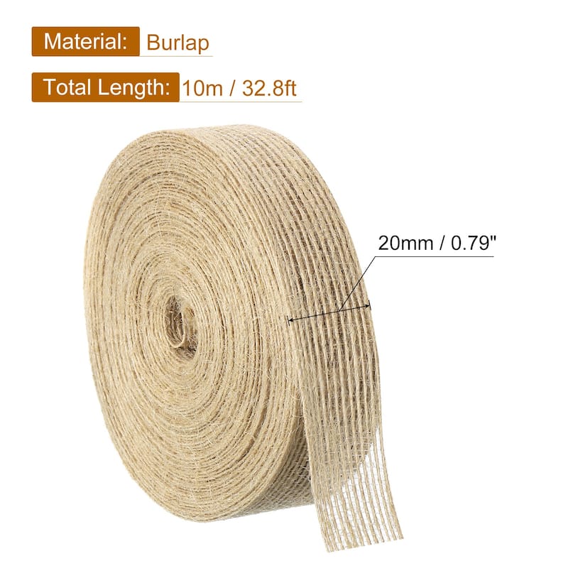 1 Roll Natural Burlap Fabric Ribbon Burlap Wired Ribbon Rustic Ribbon - Natural Color - 3/4 Inch