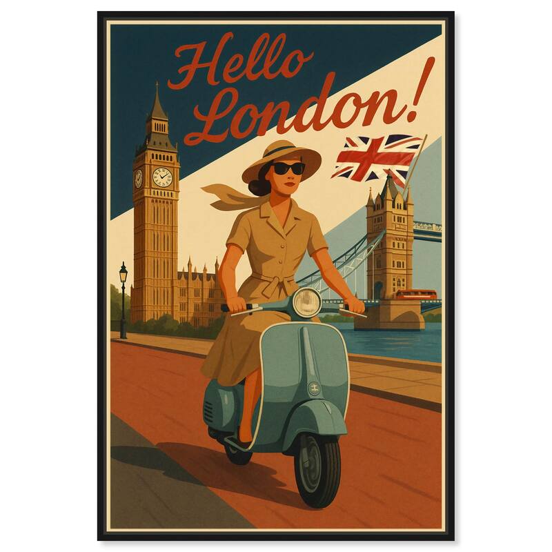 Scooter English Travel Canvas by Art Remedy - Black - 16" x 24"