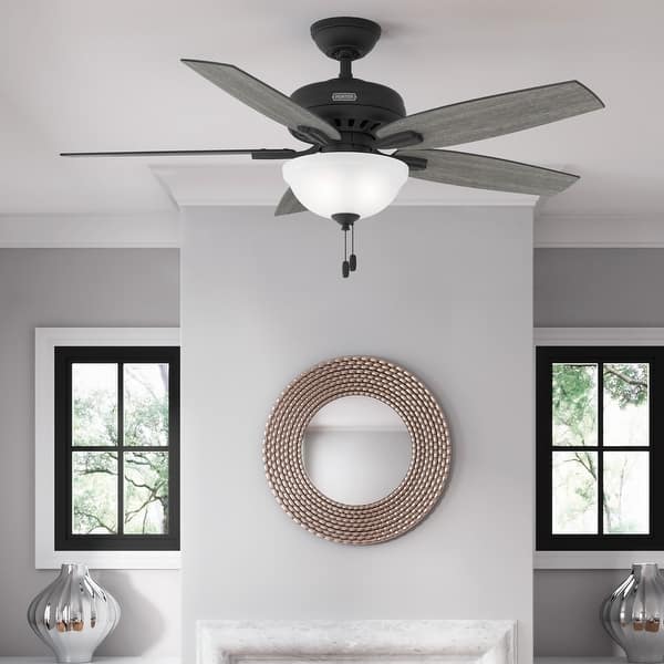 slide 2 of 21, Hunter 52" Newsome Ceiling Fan with LED Bowl Light Kit and Pull Chain Matte Black