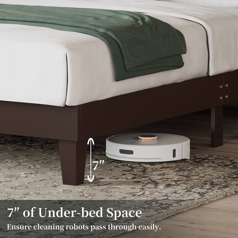 Yaheetech Farmhouse Wooden Bed Frame with Headboard No Box Spring Needed