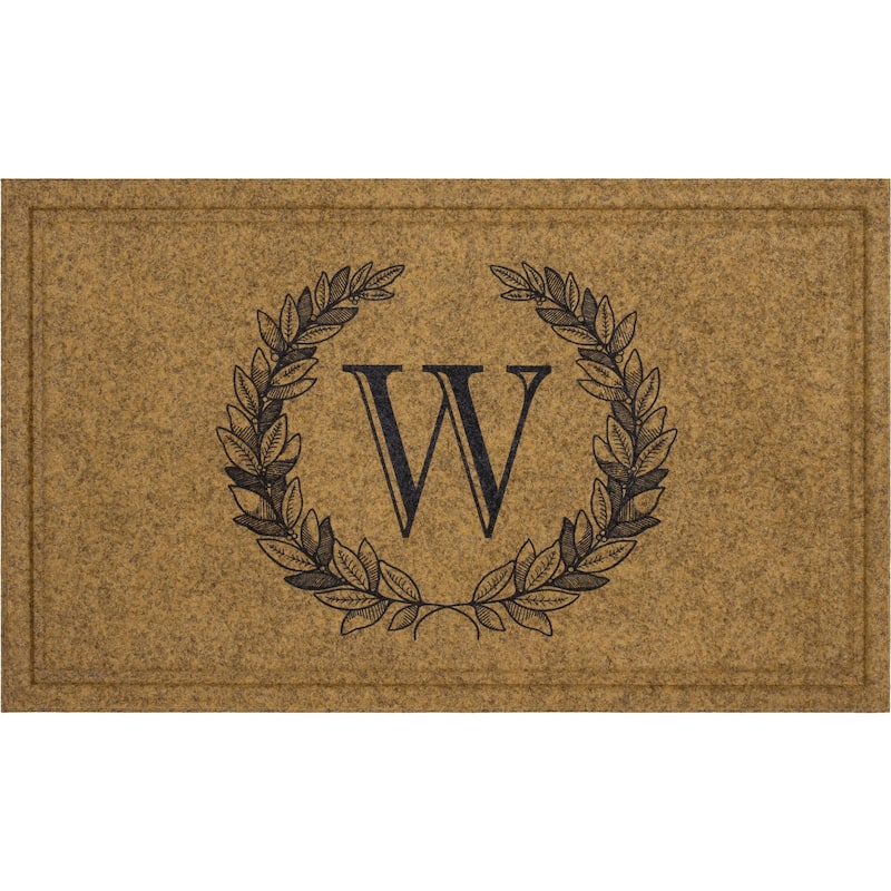 Mohawk Home Monogram Initial Faux Coir All Weather Recycled Rubber Door Mat - 1' 6" x 2' 6" - Laurel Monogram W