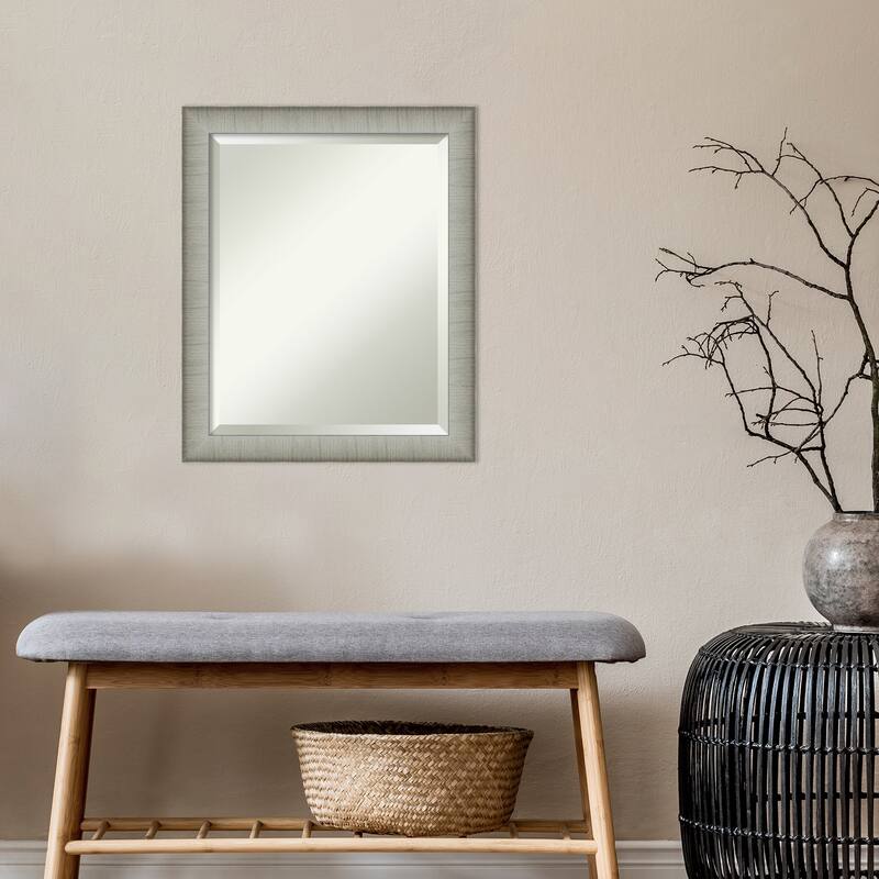 Beveled Wall Mirror - Elegant Brushed Bronze Narrow Frame