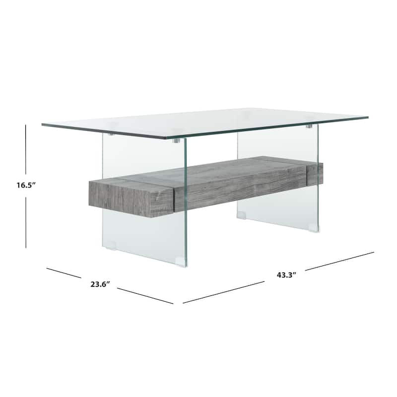 SAFAVIEH Kayley Modern Glass Coffee Table - 43.3" x 23.6" x 16.5"