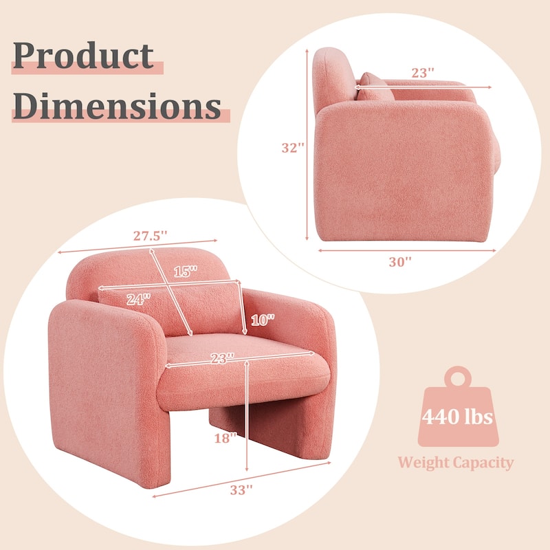 Gymax 2PCS Modern Accent Chair Sherpa Fabric Upholstered Armchair w/