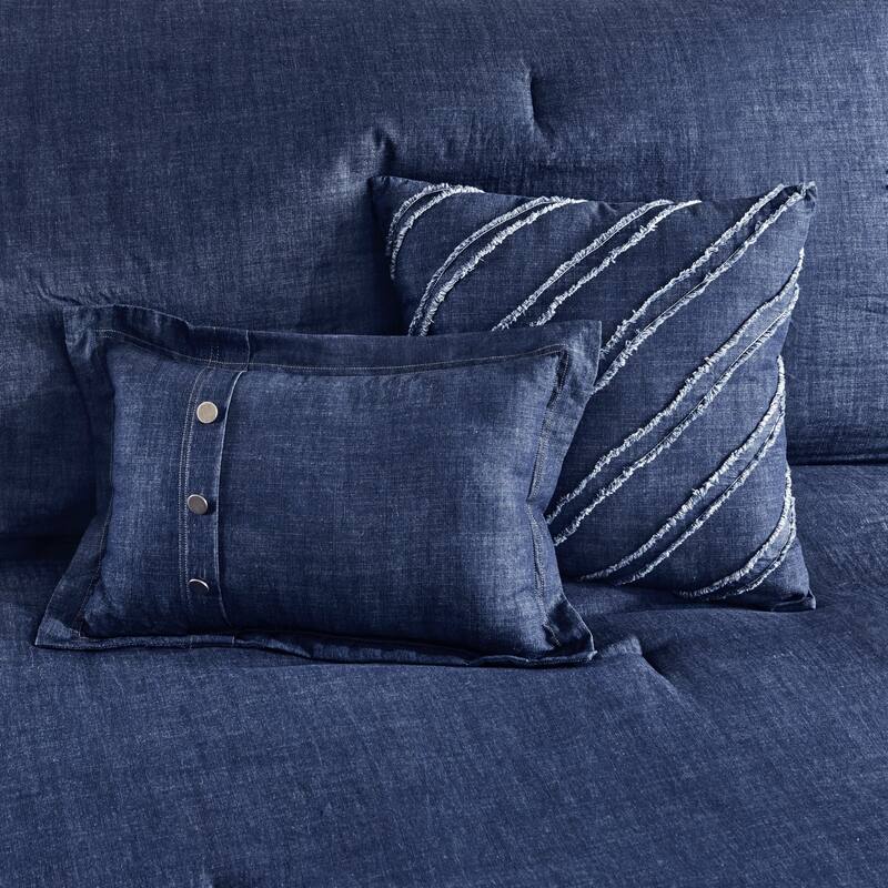 Woolrich Perry Blue Oversized and Overfilled Denim Comforter Set
