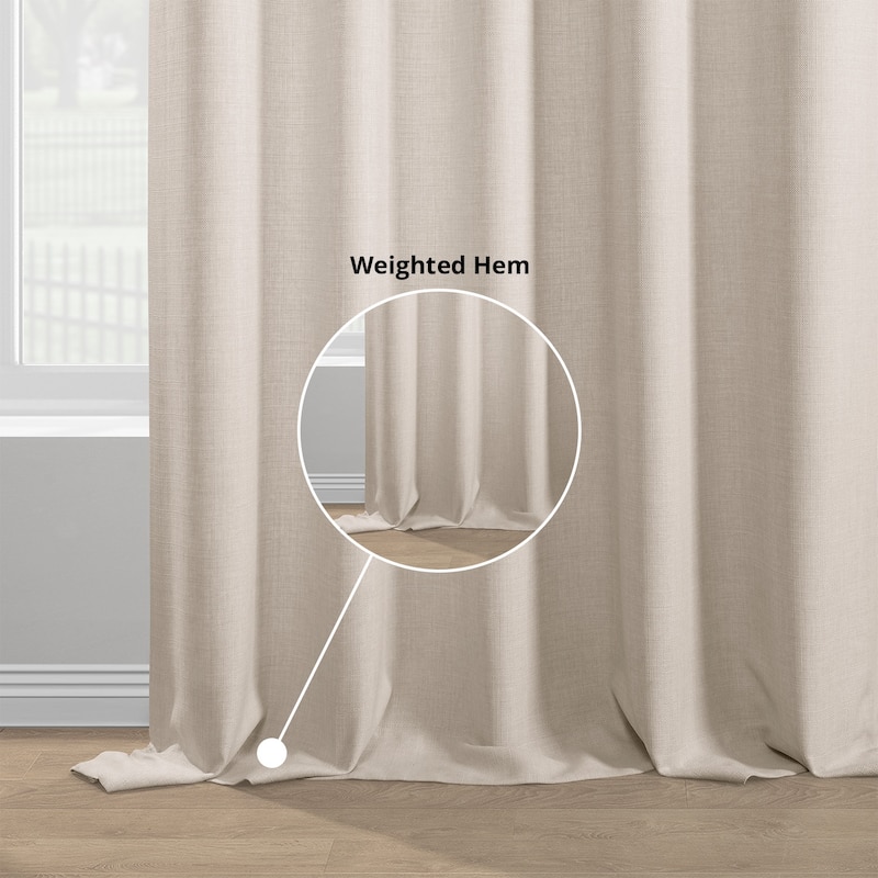 Exclusive Fabrics Italian Faux Linen Room Darkening Curtains for Bedroom & Living Room Curtains - Single Panel Window Curtains