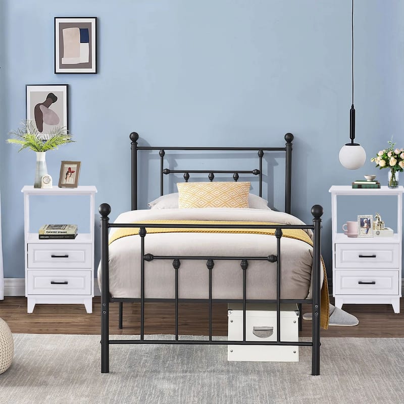 Royalcraft's 2-Drawer White Wooden Nightstands Storage Cabinet