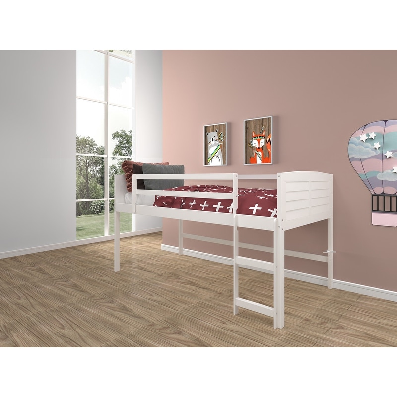 Donco Kids Twin Louver Low Loft In White With Optional Case Goods - Bed ...