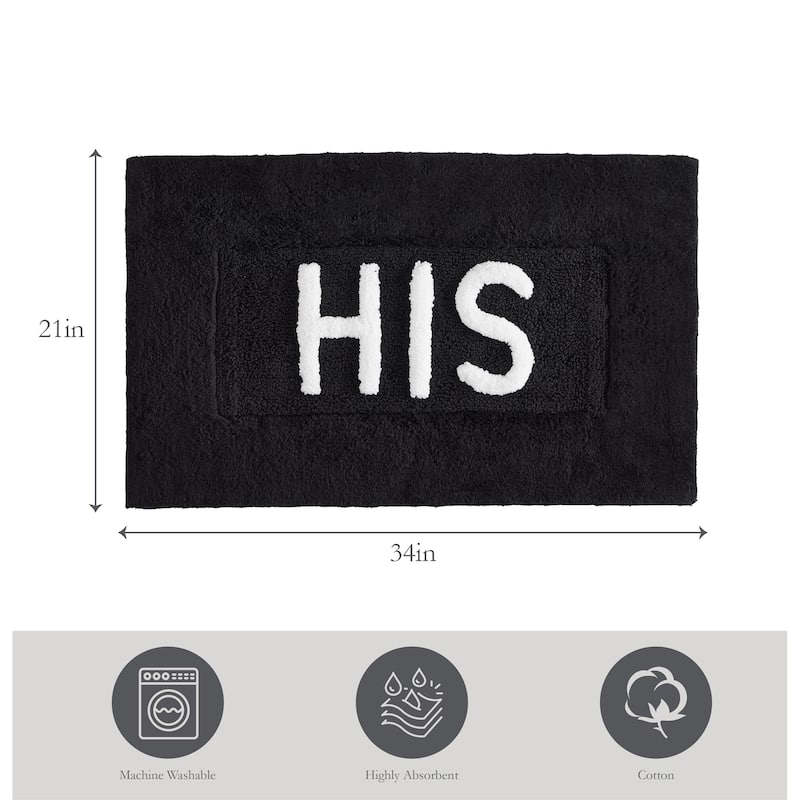 Jean Pierre Novelty Cotton Bath Rug - 21"x34" - "His" & "Hers"