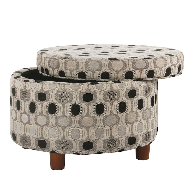 Porch & Den Ames Black Geo Round Storage Ottoman