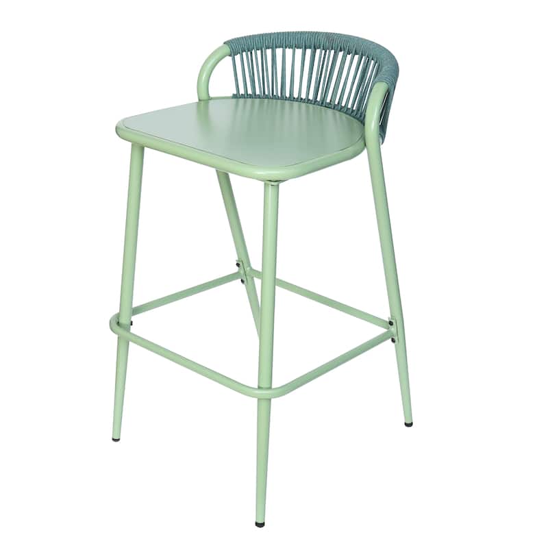 Christopher Knight Home - Samantha Durable Outdoor Barstools with Rope-Woven Backrest, Set of 2