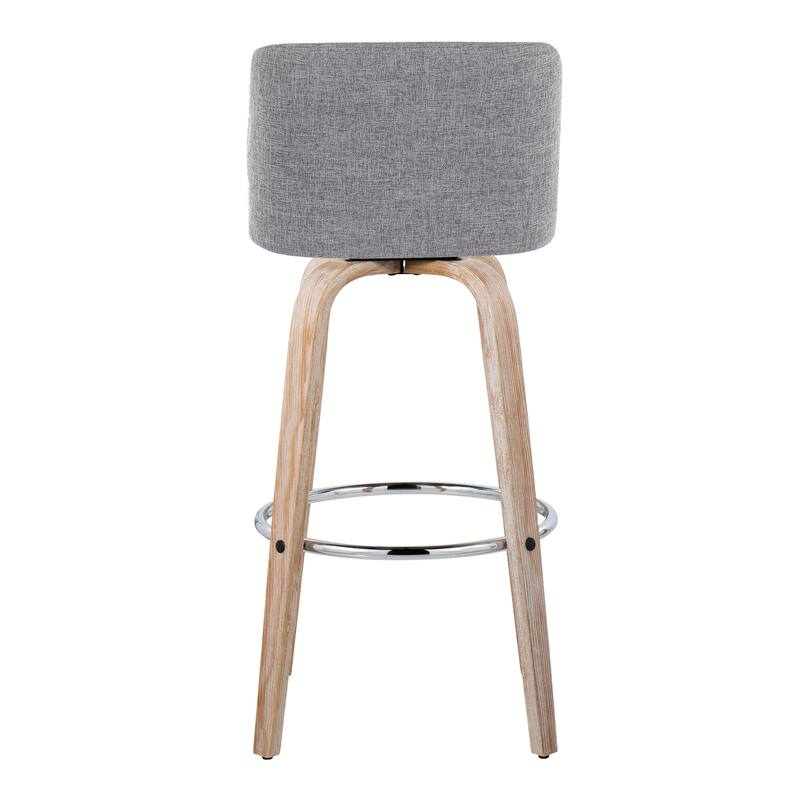 The Gray Barn Vallberga 30" Fixed-Height Bar Stool with White Washed Wood Base (Set of 2)
