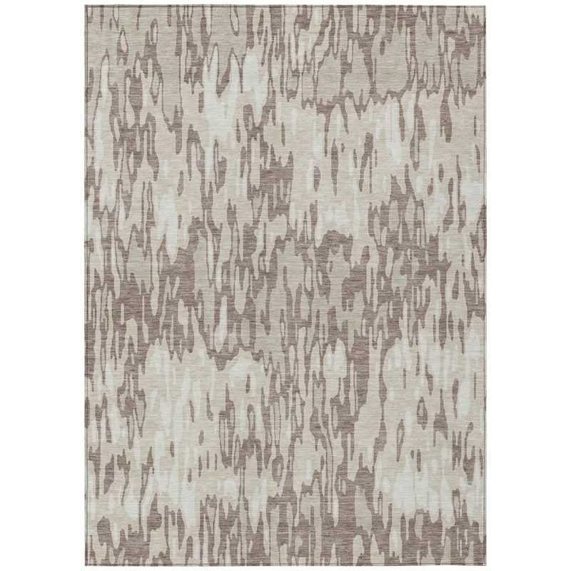 Machine Washable Indoor/ Outdoor Modern Watercolor Chantille Rug