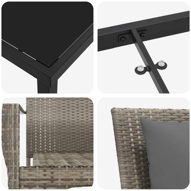 vidaXL Garden Dining Set with Cushion Poly Rattan