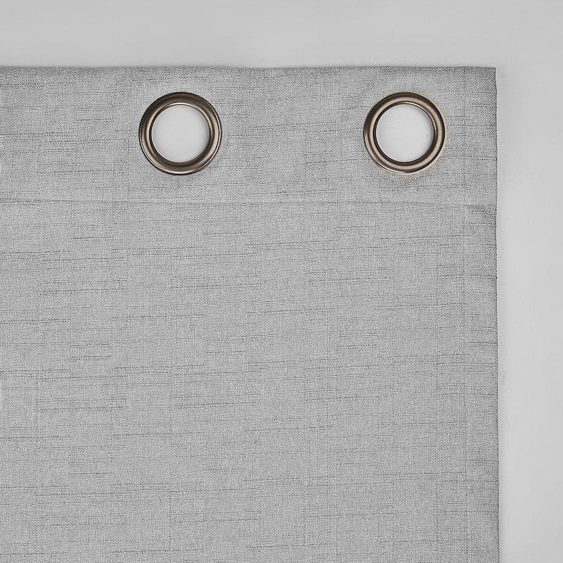 Sun Zero Channing Grid Texture Draft Shield Fleece Insulated Total Blackout Grommet Curtain Panel, Single Panel