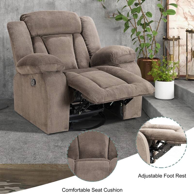 Rocker and Swivel Upholstered Recliner - Chenille-light brown